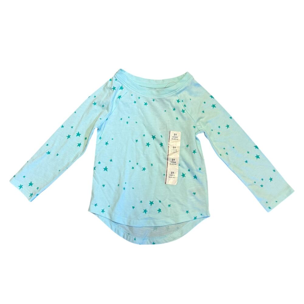 Cat & Jack Green Stars Long Sleeve Cotton Blend Shirt Size 2T